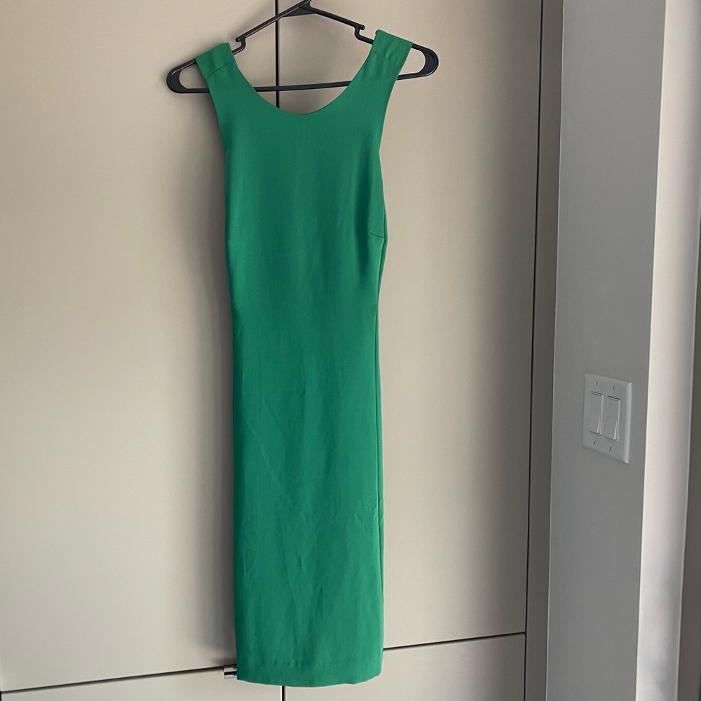 Ann Taylor Sleeveless Solid Green Cross Back Dress, NWT